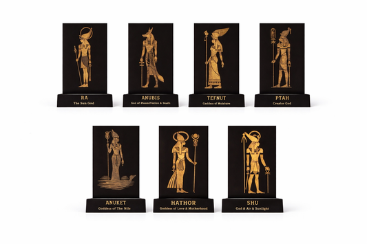 Egyptain God & Goddess 7 piece set - ANUBIS, ANUKET, HATHOR, PTAH, RA,SHU & TEFNUT
